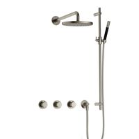 Hotbath Cobber X complete thermostatische douche inbouwset cobberx 70 met 2 stopkranen met glijstang, geborsteld nikkel