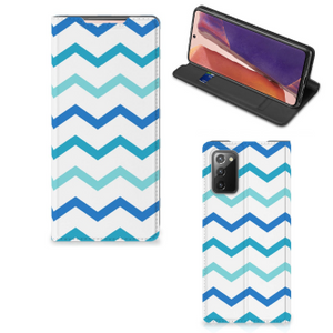 Samsung Galaxy Note20 Hoesje met Magneet Zigzag Blauw