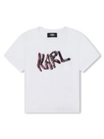 Karl Lagerfeld Kids t-shirt en coton à logo strassé - Blanc