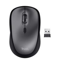 Trust Yvi+ Stille Draadloze Muis met Duurzaam Design, 800-1600 DPI, Links- en Rechtshandig Gebruik, Opbergbare USB-microreceiver, Compacte Wireless Mouse voor Computer, Laptop, Mac - Zwart