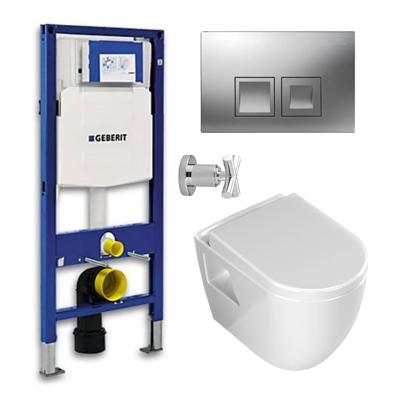 Geberit UP100 Toiletset - Inbouw WC Hangtoilet Rimfree Aloni met Bidetkraan - Delta-50 Mat Chroom