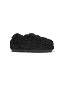 Moon Boot Kids chaussons en fourrure artificielle - Noir