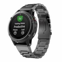 By Qubix - Stalen schakelband - Zwart - Compatible met Garmin Fenix 8-43mm - Compatible Garmin bandje - Bandbreedte: 20mm