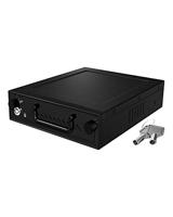 Icy Box IB-148SSK-B Wissellijst voor 2,5 inch (6,35 cm) en 3,5 inch (8,9 cm) SATA/SAS HDD/SSD geschikt voor 5,25 inch bay met ventilator, afsluitbaar, zwart
