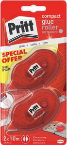 Pritt lijmroller Compact permanent, blister met 2 stuks, 2de aan halve prijs