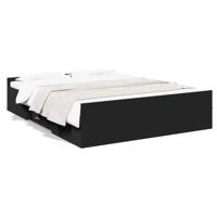 vidaXL Bedframe met lades bewerkt hout zwart 150x200 cm, bed, bed ombouw, 2 persoonsbed, bedbodem, slaapkamermeubel, tweepersoonsbed, 2 persoons bed