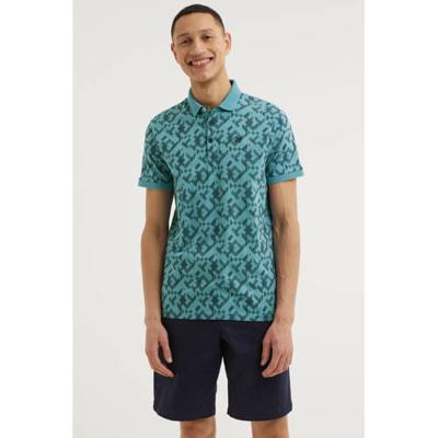 Vanguard regular fit polo met all over print lichtblauw