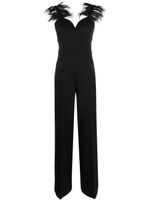 TWINSET feather-trim wide-leg jumpsuit - Noir