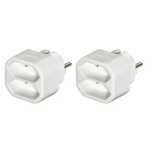 Hama Stopcontactadapter 2-voudig 2x Euro-stopcontact Dubbelpak Wit