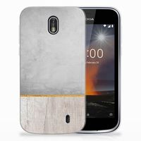 Nokia 1 Bumper Hoesje Wood Concrete - thumbnail