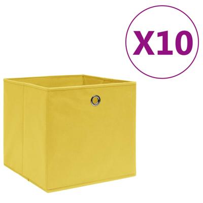 vidaXL Opbergboxen 10 st 28x28x28 cm nonwoven stof geel vidaXL Opbergboxen 10 st 28x28x28 cm nonwoven stof geel