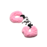 XR Brands Cuffed in Fur - Furry Handcuffs - Pink - thumbnail