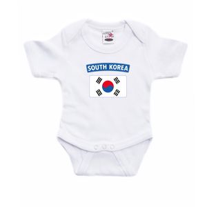 South-Korea romper met vlag Zuid-Korea wit voor babys