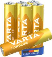 Varta Longlife AAA Micro LR03 Batterij (verpakking met 6 stuks) Alkaline Batterijen, ideaal voor afstandsbediening radio wekker en klok