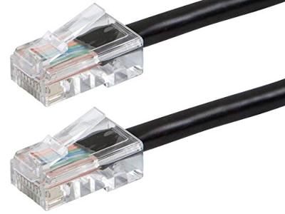 Monoprice ZerobootCat5e Ethernet patchkabel - netwerk internetkabel - RJ45, getranded, 350 Mhz, UTP, puur kale koperdraad, 24AWG, 50 m, zwart