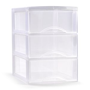 Plasticforte Ladeblokje/bureau organizer 3x lades - transparant - L26 x B37 x H37 cm