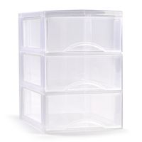 Plasticforte Ladeblokje/bureau organizer 3x lades - transparant - L26 x B37 x H37 cm