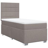 vidaXL Boxspring met matras stof taupe 100x200 cm