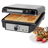 ProfiCook wafelijzer | voor Belgische wafels | 4 bakoppervlakken | 2x ca. 24,0 x 24,0 cm bakoppervlakken | antiaanbaklaag | traploze bruiningsgraad | roestvrij staal | 1200 watt | PC-WA 1241