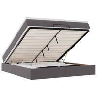 vidaXL Ottoman bed met matras 160x200cm kunstleer grijs, bedframe, ottoman bedframe, bedframe met opbergruimte onder het bed, bedframe met opbergruimte
