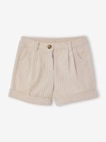 Ribfluwelen meisjesshort beige (poederkleur)