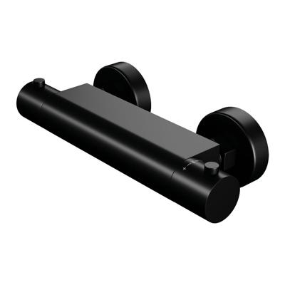 Douchekraan Brauer Black Edition 15cm Hartafstand Thermostatisch Opbouw Rond Mat Zwart 2 Greeps