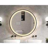 Saniclass Lonato Badkamerspiegel - rond - diameter 60cm - geïntegreerde LED verlichting - spiegelverwarming - infraroodbediening - mat zwart SW1-60MB - thumbnail