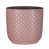 Plantenpot/bloempot keramiek roze stijlvol patroon - D17 en H16 cm - thumbnail