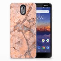 Nokia 3.1 (2018) TPU Siliconen Hoesje Marmer Oranje