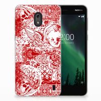 Silicone Back Case Nokia 2 Angel Skull Rood