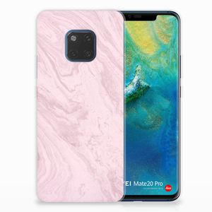 Huawei Mate 20 Pro TPU Siliconen Hoesje Marble Pink - Origineel Cadeau Vriendin