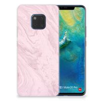 Huawei Mate 20 Pro TPU Siliconen Hoesje Marble Pink - Origineel Cadeau Vriendin