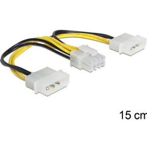 Delock 83410 Stroomkabel 2 x 4-pins Molex mannetje > 8-pins EPS mannetje 15cm