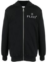 Philipp Plein hoodie zippé à plaque logo - Noir