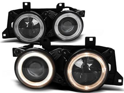 Tuning-Tec Koplampen dual halo rims BMW E32/E34 ANGEL EYES ZWART