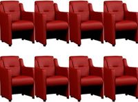 Set van 8 Rode leren landelijke eetkamerfauteuils Mass - Toledo Leer Red (rood leer) - thumbnail