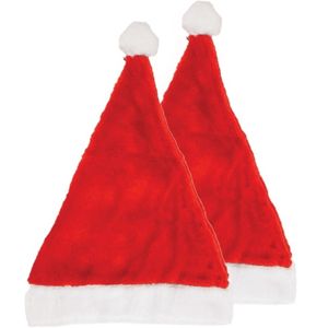 2x Kerstman mutsen rood/wit voor volwassenen   -