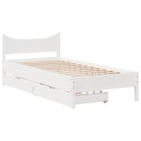 vidaXL Bedframe met lades massief grenenhout wit 90x200 cm, bed, bed ombouw, boxspring, bedbodem, slaapkamermeubel, stapelbed, twijfelaar bed