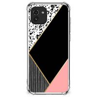 Samsung Galaxy A03 Shockproof Case Zwart Roze Vormen - thumbnail