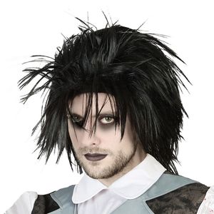 Atosa Halloween/carnaval verkleedpruik half lang haar - zwart - heren - Zombie/Rockstar   -