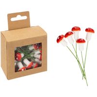 Decoratie paddenstoelen stekertjes/instekers - 30x stuks - 7 cm