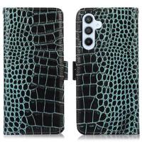 Samsung Galaxy S23 FE Crocodile Series Wallet Leren Hoesje met RFID - Groen - thumbnail