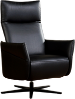 Zwarte leren moderne relaxfauteuil Ease - staal zwart frame met stervoet - zithoogte medium - Massif Leer Nero (zwart leer) - thumbnail