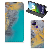 Motorola Moto G9 Power Standcase Marble Blue Gold - thumbnail