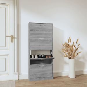 Schoenenkast 59x17x150 cm bewerkt hout grijs sonoma