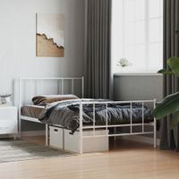 Bedframe met hoofd- en voeteneinde metaal wit 90x200 cm