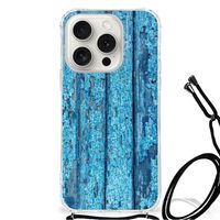 iPhone 15 Pro Stevig Telefoonhoesje Wood Blue - thumbnail