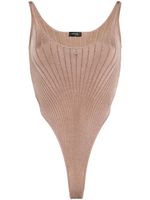 Mugler body en maille nervurée - Marron