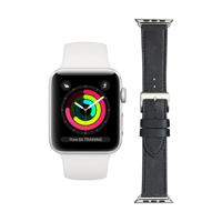 Apple Watch Series 3 42mm Zilver Wit Bandje + DBramante1928 Leren Bandje Zwart/Zilver