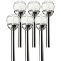 6x Buiten/tuin LED RVS bol stekers Navi solar verlichting 30 cm